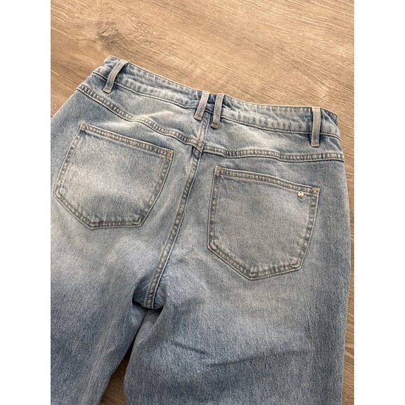 Mica Denim Light Wash Wide Leg Jeans Raw Hem Curved Seam Raw Hem Size 28 30x27 - Picture 7 of 7